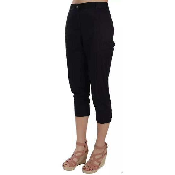 Dolce & Gabbana Black Cotton Cropped Capri Women's Pants (Pre-Owned)